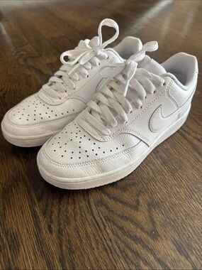 Nike All-White Low-Top Leather Sneakers